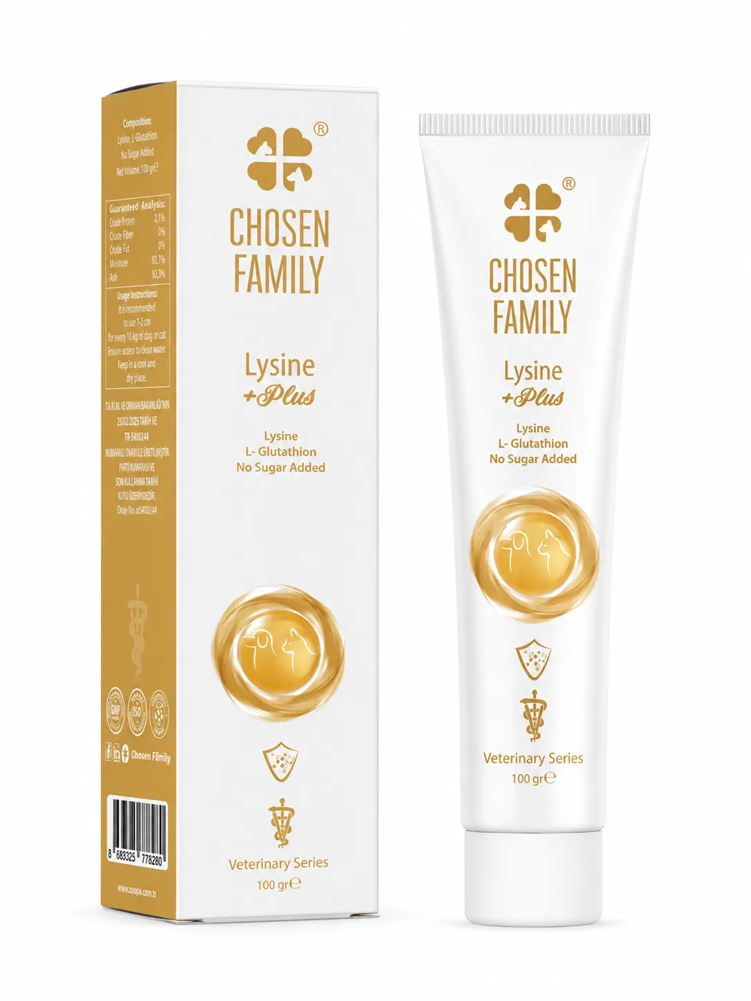 Chosen Family Lysine Plus Kedi Lizin ve Antioksidan Desteği Malt Macun (100 gr)