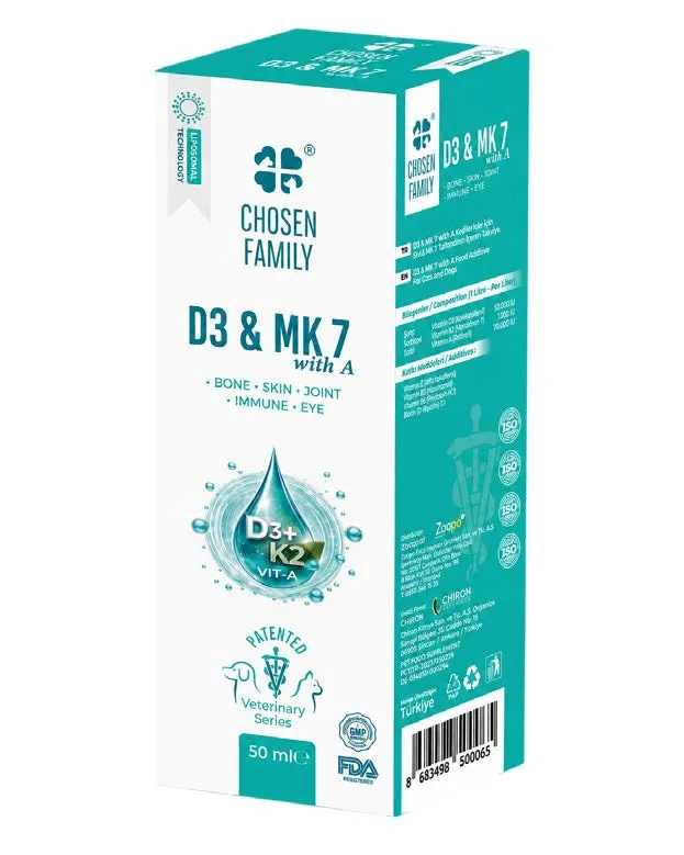 Chosen Family D3 + MK-7 + A Vitamini Kedi ve Köpek Damlası (50 ml)