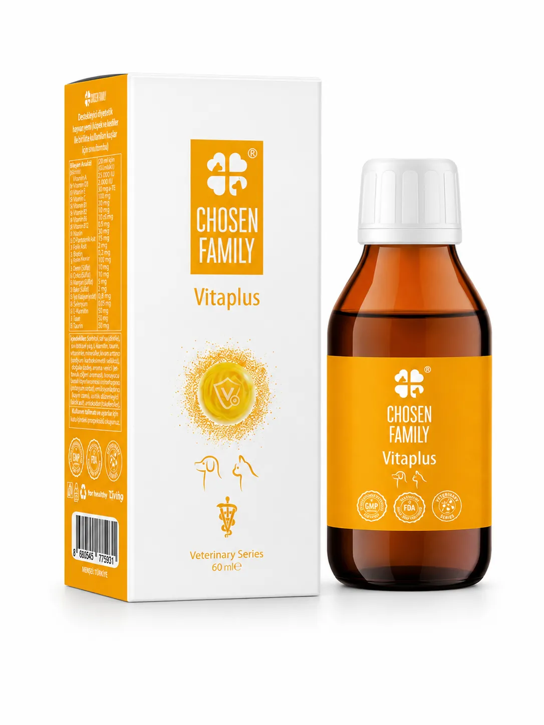Chosen Family VitaPlus Liquid Multivitamin for Cats, Dogs & Poultry (60 ml)